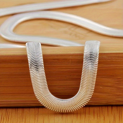 925 Sterling Silver Flat Snake Chain Necklace – Sleek Minimalist Unisex Jewelry, 20 Inch Smooth Serpentine Chain, Perfect Gift for Weddings, Parties, Christmas & Holidays