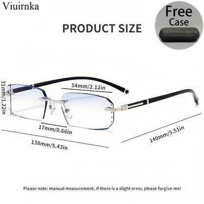 Men's Frameless Anti Blue Light Glasses – Retro TR90 Rimless Design with Rhinestone Decoration, Business & Daily Wear Eyewear for Him, Elegant Gift for Valentine's Day, Graduation & Colleagues
