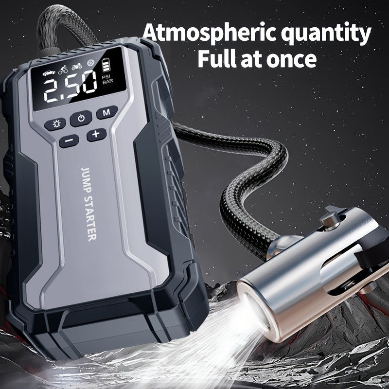 Portable Car Jump Starter Kit 12V Multi-Function Battery Booster LED Flashlight SOS Rescue Light Air Pump for Cars Trucks SUVs Emergency Roadside Power