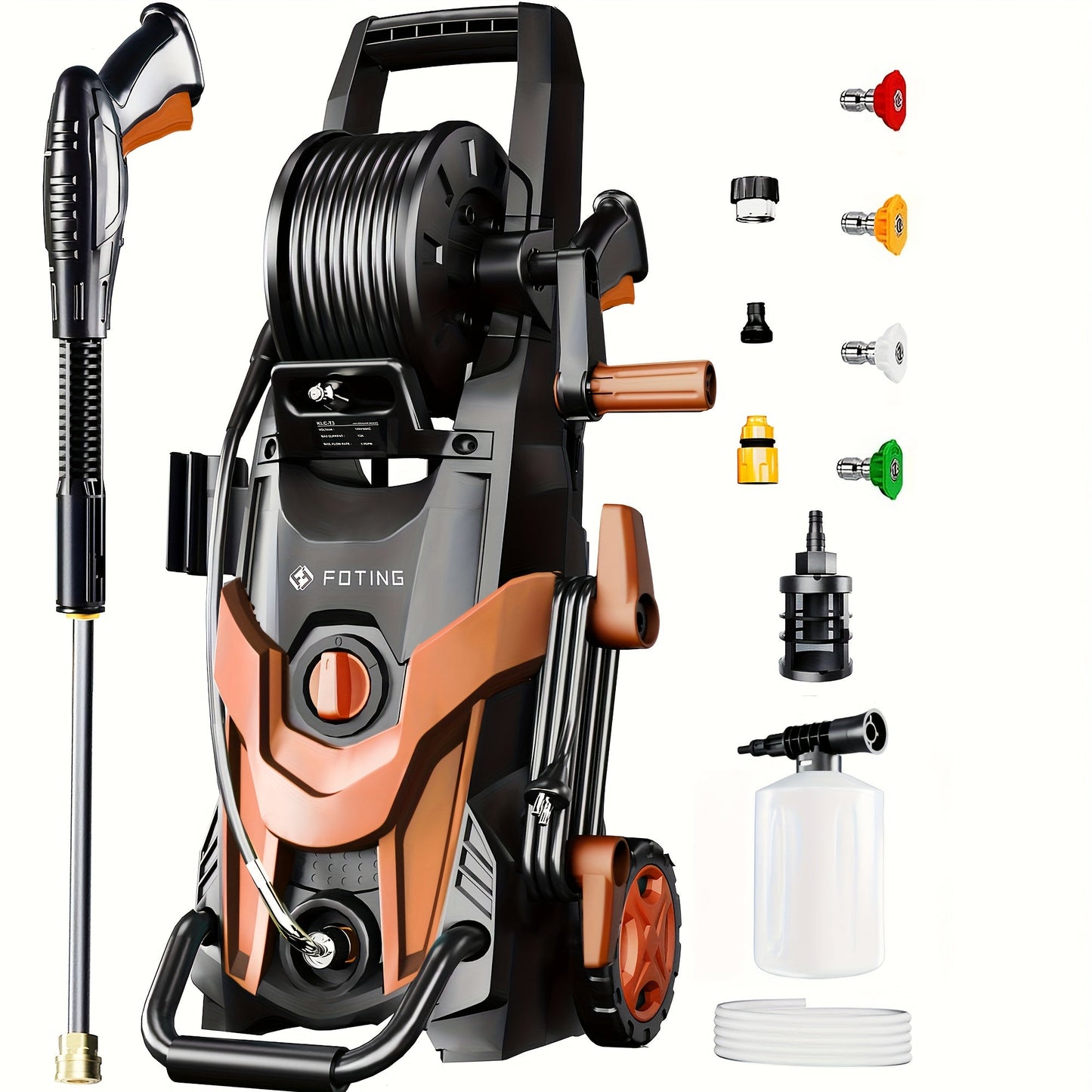 4500 PSI Electric Pressure Washer 3.2 GPM – with Foam Cannon, 4 Quick-Connect Nozzles, Inlet Hose & Filter for Car, Fence, Driveway & Home Cleaning