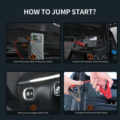 6000A/9000A Portable Jump Starter with 150 PSI Air Compressor – 7-in-1 Jump Box with Digital Tire Inflator & Battery Pack for Gas (10L) & Diesel (9.0L) Engines, Car Jumper Starter with USB Ports