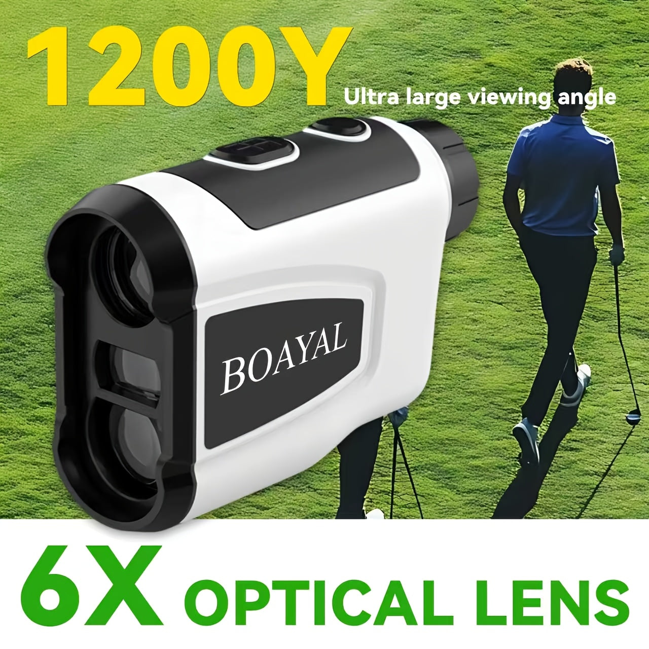 1200 Yard Laser Golf Rangefinder 6X Magnification Slope Switch Pulse Vibration Target Lock Type-C Rechargeable – Trajectory Compensation for Golf & Hunting