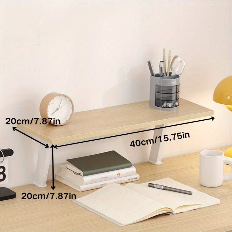 White Wooden Floating Desk Shelf – No-Drill Multi-Level Countertop Organizer for Home Office, Holds Books, Pens & Supplies, Rectangular Wall-Mounted Display Shelf, Great Thanksgiving & Christmas Gift