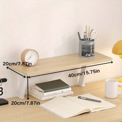 White Wooden Floating Desk Shelf – No-Drill Multi-Level Countertop Organizer for Home Office, Holds Books, Pens & Supplies, Rectangular Wall-Mounted Display Shelf, Great Thanksgiving & Christmas Gift