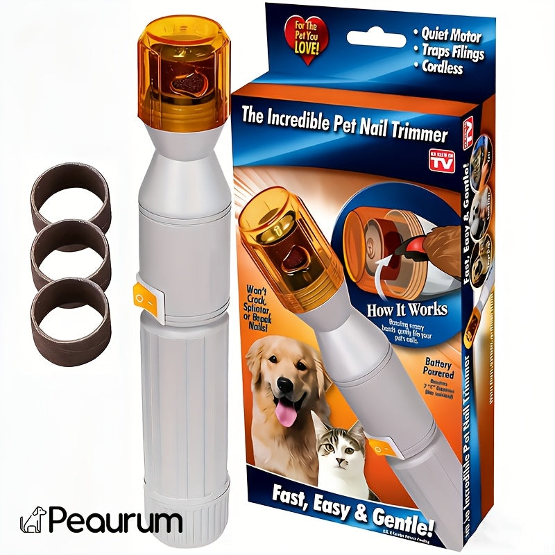 Pet Nail Grinder for Dogs & Cats – Silent Electric Nail Trimmer with 3 Grinding Bands, Painless Paw Polishing & Grooming Tool, USB Rechargeable for All Breeds