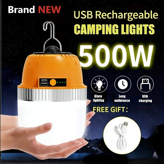LED Camping Lantern USB Rechargeable with Built-In Power Bank, Ultra-Bright Portable Hanging Tent Light for Camping BBQ Patio Outdoor Emergency, Charges Mobile Phones, Freestanding & Hanging Design