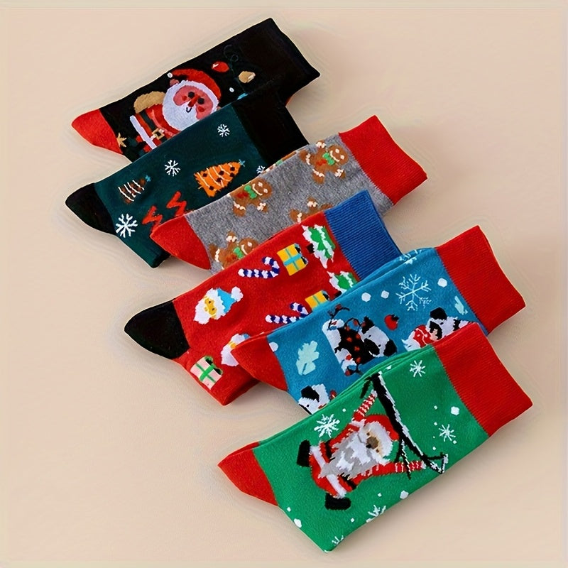 Christmas Socks 30 Pairs Fun Holiday Patterns Reindeer Santa Snowflakes Gingerbread Christmas Tree Warm Cartoon Socks – Unisex Gift Set for Men and Women
