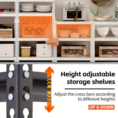 Heavy Duty 5-Tier Metal Shelving Unit 2000LBS Garage Storage Rack | 72"H & 60"H Adjustable Steel Shelf for Garage, Basement, Pantry, Closet, Utility Room – Black