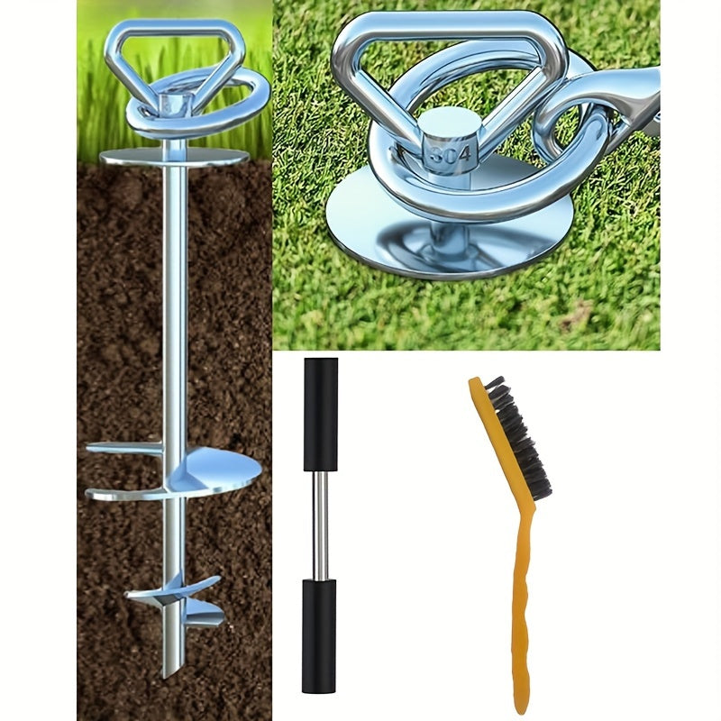 Heavy Duty Dog Stake Tie Out – 304 Stainless Steel Spiral Ground Anchor with 360° Swivel, Anti-Tangle, Holds Up to 200 lbs, for Camping, Beach & Yard Use