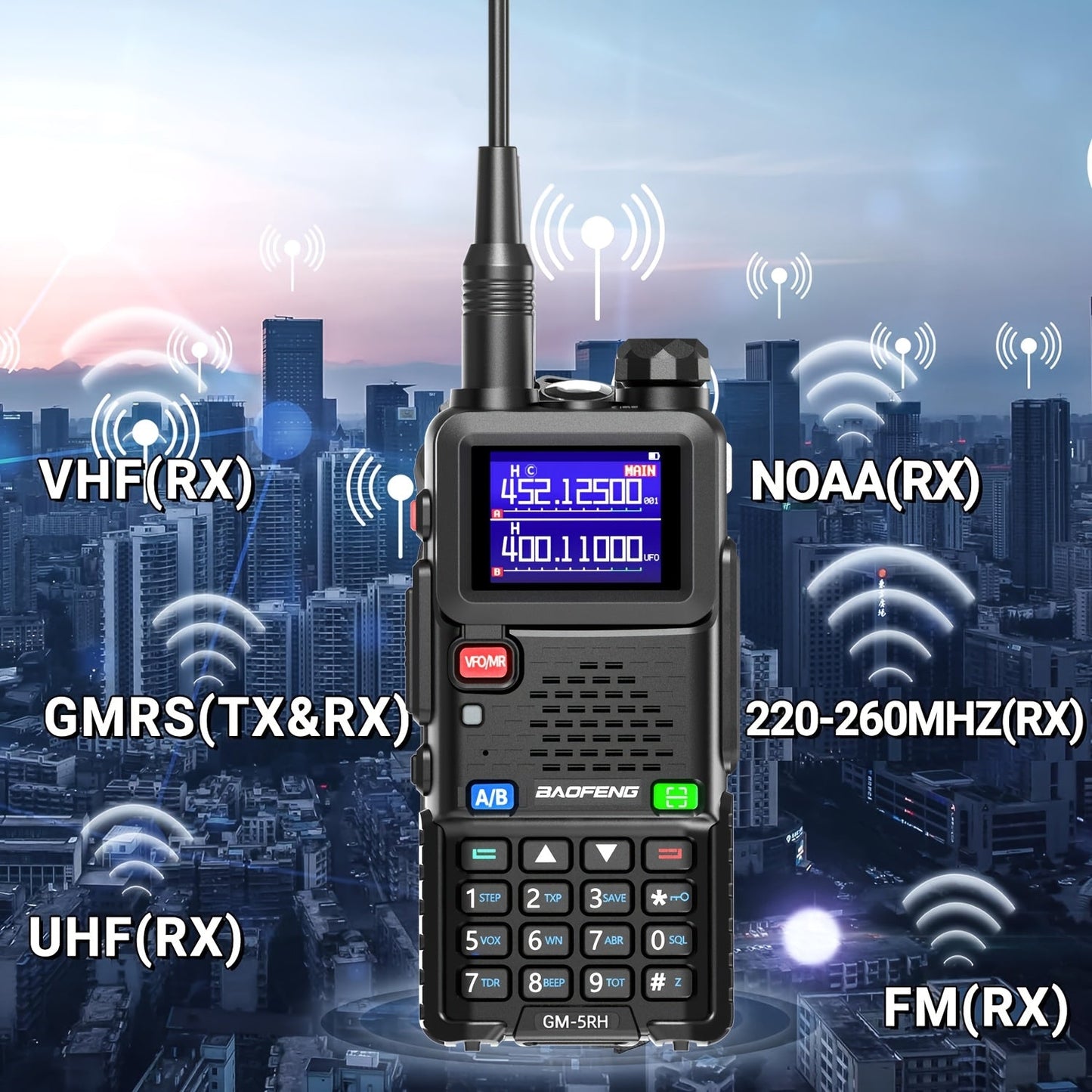 BAOFENG GM-5RH 10W Long Range GMRS Radio 2-Pack - Handheld Two-Way Radio with NOAA Weather, USB-C Charging, 999CH, 2500mAh Battery, 771 & 805S Antenna for Hunting Camping Climbing