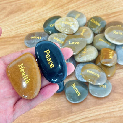 25pcs Engraved Inspirational Stones Set – Laser Engraved Motivational Word Rocks for Home Decor, Garden, Prayer & Gifts for Friends, Family & Valentine’s Day