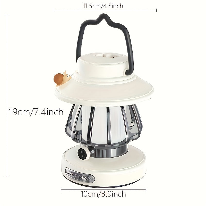 Rechargeable LED Camping Lantern 3-Tone Dimming Snail Design - USB & 18650 Battery Dual Power Freestanding Portable Camp Light for Camping Hiking Emergency Home Office, Green White Pink Purple