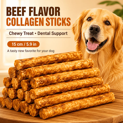 Dog Collagen Chew Sticks Chicken & Duck Flavor High-Protein Natural Dental Treats Durable Training Reward for Medium & Large Dogs – Molar Bully Sticks