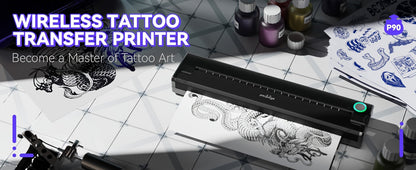 Peripage P90 Tattoo Stencil Printer – Portable Thermal Printer for Tattoo Transfer Paper, Compatible with iOS Android & PC, Mini Wireless Printer Includes 5pcs A4 Transfer Paper, Gift for Tattoo Artists