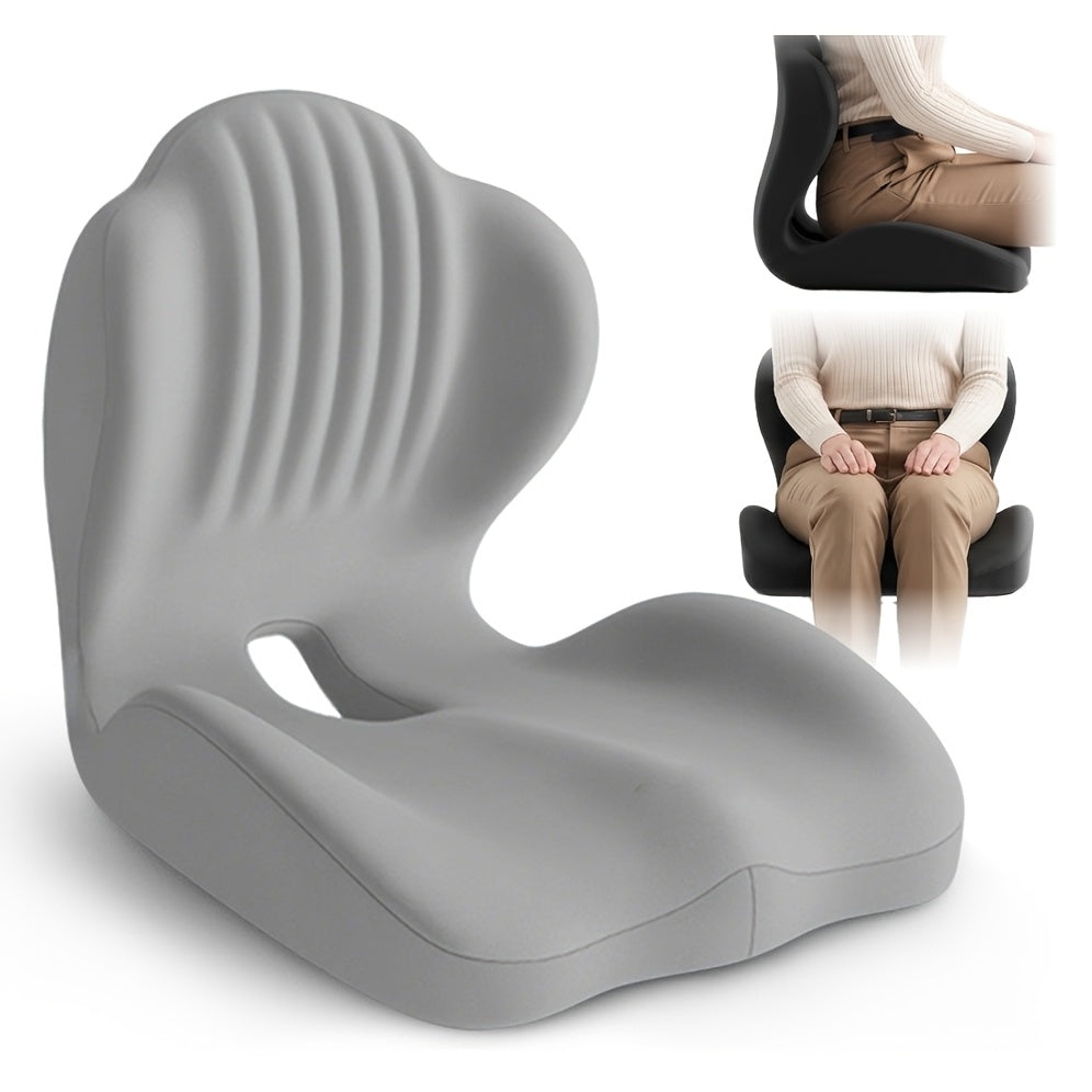 Ergonomic Memory Foam Seat Cushion with Back Support & Breathable Hollow Design – Comfortable Coccyx Cushion for Office Chair Car Seat Long Sitting Unisex