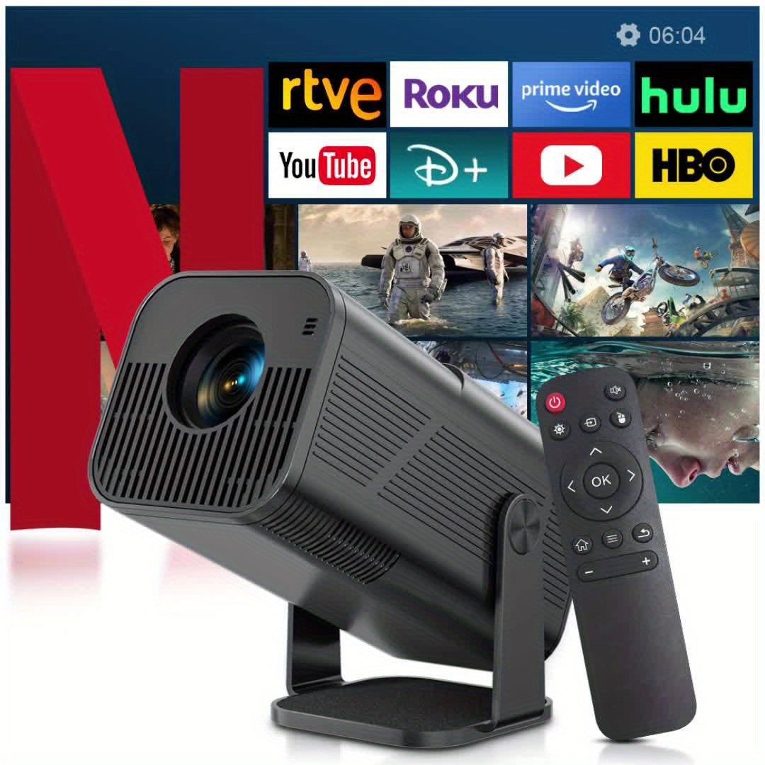AMOVFILM Advanced Portable Smart Projector WiFi 6 & 4K Video Decoding, 1080P Native Resolution, Android 11 Built-In, Home Theater & Outdoor Movie Projector, Mobile Screen Mirroring, Multiple Colors