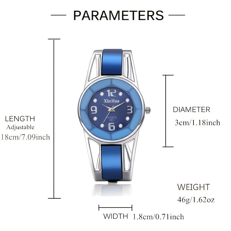 Women's Quartz Bracelet Watch Stainless Steel Band Analog Round Dial Elegant Ladies Wrist Watch 4 Colors