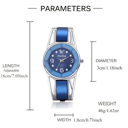 Women's Quartz Bracelet Watch Stainless Steel Band Analog Round Dial Elegant Ladies Wrist Watch 4 Colors