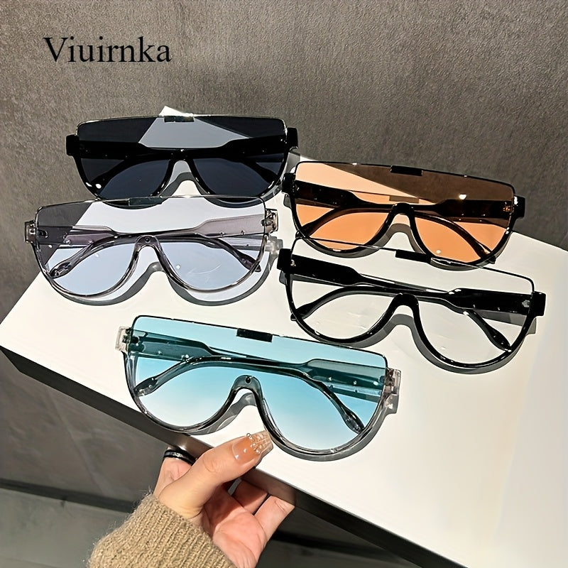 Oversized Semi-Circular Sunglasses for Men & Women – UV Protection, Glare-Resistant Lenses, 5 Colors – Trendy Unisex Shades for Travel, Beach & Daily Wear