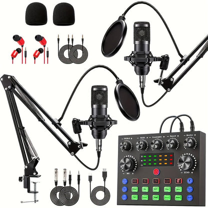 BM800 Condenser Microphone & Sound Card Recording Kit – Home Studio Bundle for Podcasting, Streaming, Voice Overs & Music, Compatible with PC, Smartphone & Tablet, Multiple Models Available