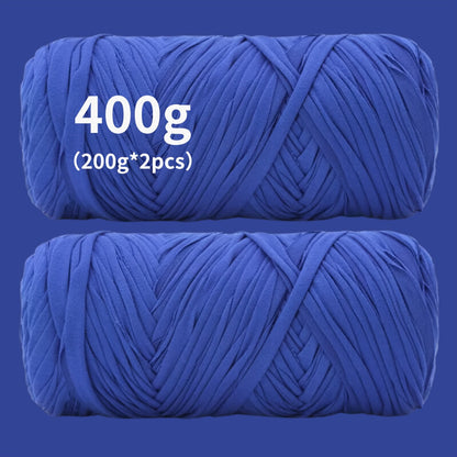 T-Shirt Fabric Yarn 400g (2 x 200g) Chunky Cotton Blend in 49 Colors – Soft Thick Yarn for Crochet Baskets, Bags, Rugs, Macrame & Knitting Projects – Beginner-Friendly Craft Yarn