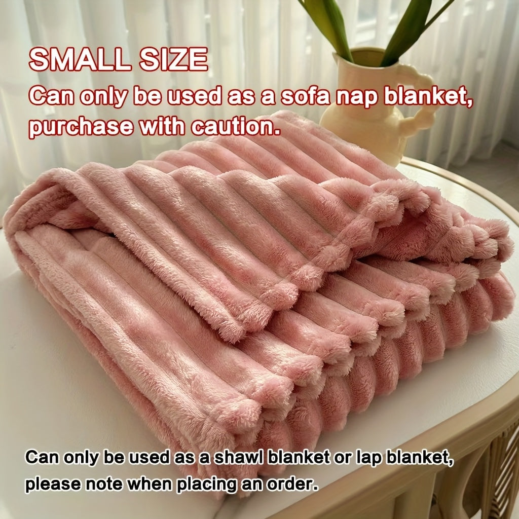 Fleece Throw Blanket Ultra-Soft 3D Faux Rabbit Fur Double-Sided – All-Season Cozy Blanket for Bed Sofa Travel Camping | 7 Colors 4 Sizes White Dark Gray Pink Khaki Purple Grey