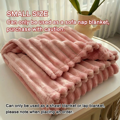 Fleece Throw Blanket Ultra-Soft 3D Faux Rabbit Fur Double-Sided – All-Season Cozy Blanket for Bed Sofa Travel Camping | 7 Colors 4 Sizes White Dark Gray Pink Khaki Purple Grey