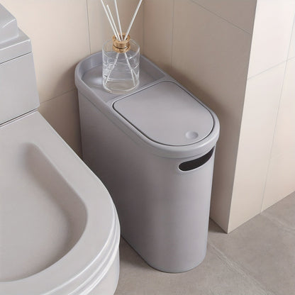 Small Bathroom Trash Can with Built-In Handles 2/1 Pack – Rustproof Plastic Wastebasket, Space-Saving Design for Bathroom, Laundry Room & Home Office, Includes Trash Bags
