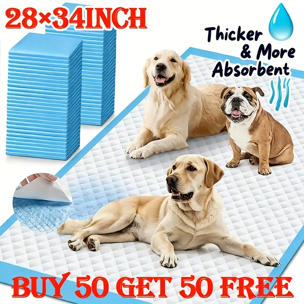 Super Absorbent Dog Pee Pads 80 and 100 Pack Enlarged Thickened - Leak-Proof Odor Control Training Pads 28x34 Inch for Medium and Large Dogs, Must-Have for Home Camping and Travel