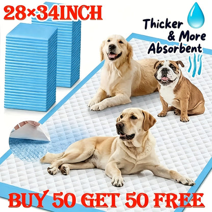 Super Absorbent Dog Pee Pads 80 and 100 Pack Enlarged Thickened - Leak-Proof Odor Control Training Pads 28x34 Inch for Medium and Large Dogs, Must-Have for Home Camping and Travel