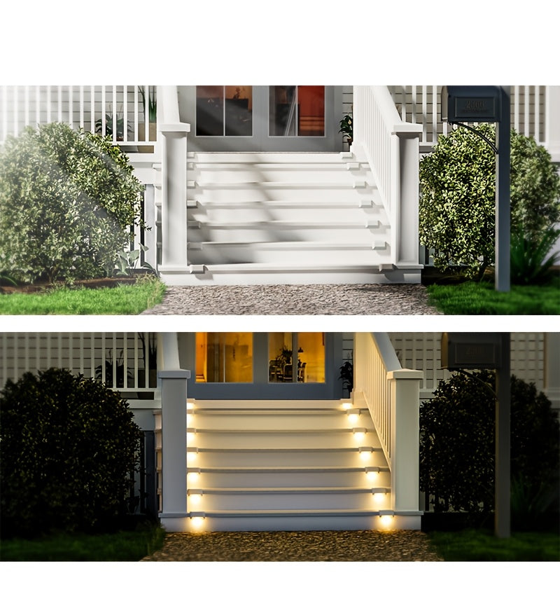 Solar Deck Lights Outdoor Waterproof LED Step Stair Fence Lights 8 16 32 Pack Auto Dusk to Dawn 800mAh Warm White Solar Powered Pathway Patio Garden Driveway Yard Wall Lighting