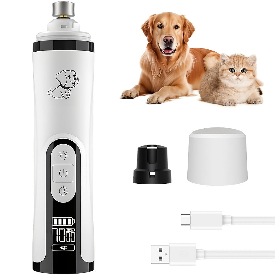 Electric Dog Nail Grinder Quiet Painless USB Rechargeable LED Screen Pet Grooming Tool