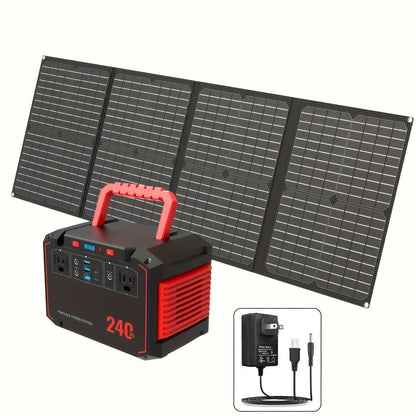 88.8Wh Portable Solar Generator Power Station with 30W Solar Panel – 24000mAh AC/DC/USB-C Backup Battery for Camping, Emergency, CPAP, Fans, Laptops & Outdoor Home Use – Solar Panel Optional