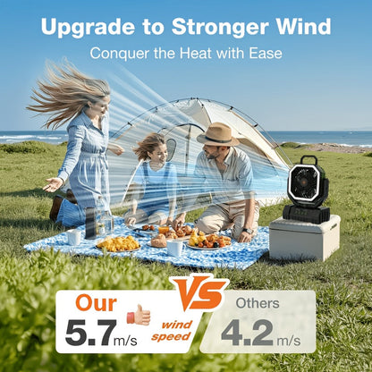 Battery Powered Camping Fan 20000mAh 59H Runtime – Rechargeable Portable Oscillating Fan with Remote, 4 Speeds, LED Light & Hook for Tent Outdoor Patio Garage Hurricane Power Outage
