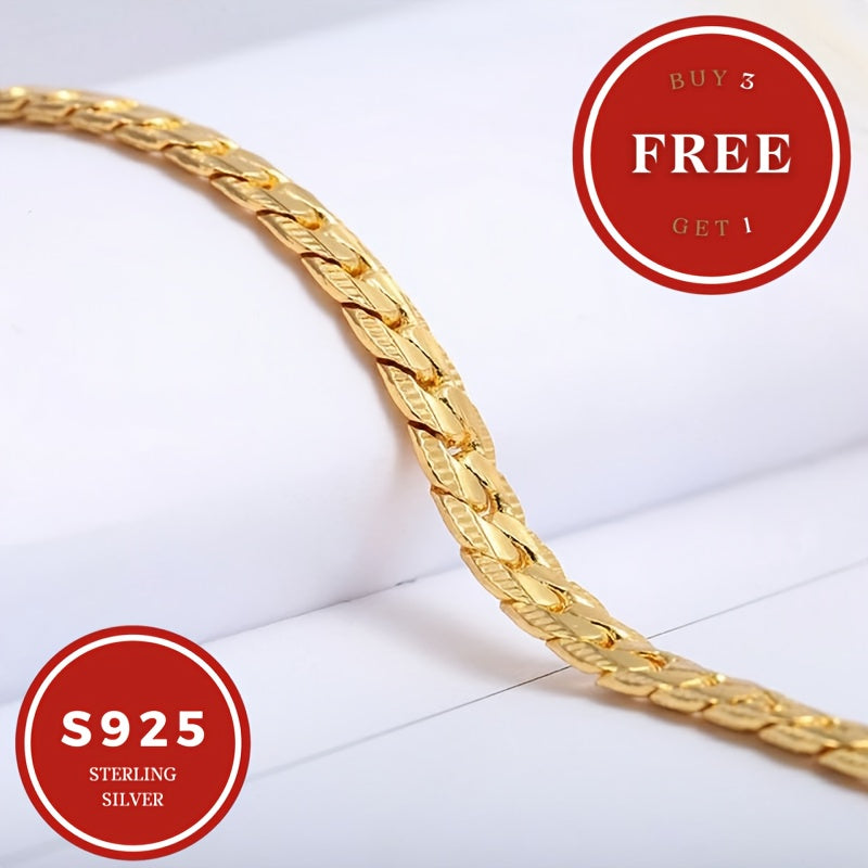 18K Gold Plated 925 Sterling Silver Snake Bone Chain Necklace for Women and Men with Gift Box Sizes 18 to 24 Inch Elegant Minimalist Couple Necklace Birthday Anniversary Party Gift