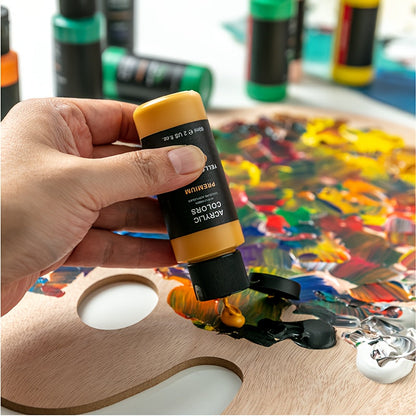 Professional Acrylic Paint Set 24 Colors 2oz/60ml Large Volume with 12 Brushes – Rich Pigment Thick Acrylic Paints for Canvas, Wood, Rock, Glass & Ceramic – Art Supplies for Beginners & Artists