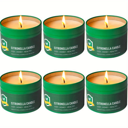 Citronella Candles Outdoor 6-Pack 4.4oz Each 150-Hour Burn Natural Mosquito Repellent for Patio Camping BBQ Garden Yard Party Deck Lanai Home Decor Gift