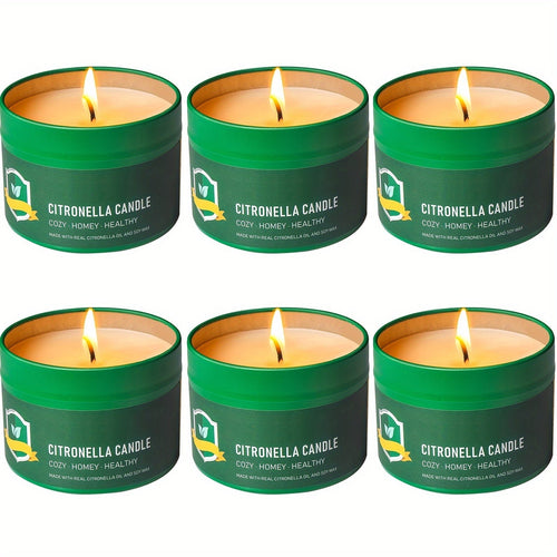Citronella Candles Outdoor 6-Pack 4.4oz Each 150-Hour Burn Natural Mosquito Repellent for Patio Camping BBQ Garden Yard Party Deck Lanai Home Decor Gift