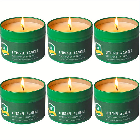 Citronella Candles Outdoor 6-Pack 4.4oz Each 150-Hour Burn Natural Mosquito Repellent for Patio Camping BBQ Garden Yard Party Deck Lanai Home Decor Gift