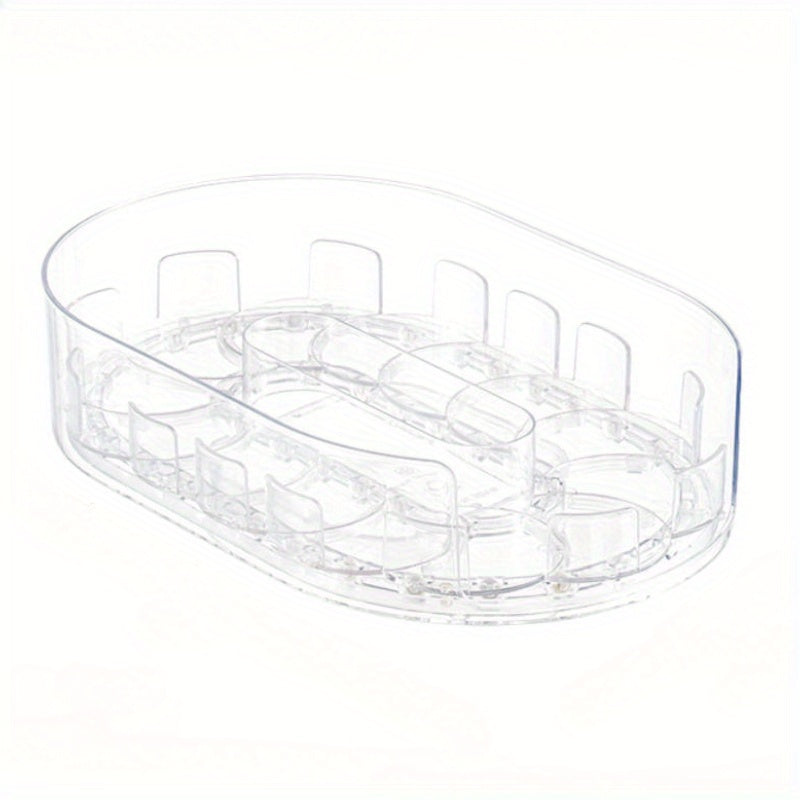 Rotating Kitchen Storage Tray Organizer – Clear Plastic Multi-Compartment Lazy Susan for Cabinet, Refrigerator & Countertop – Detachable Space-Saving Rotating Shelf for Pantry & Kitchen Organization