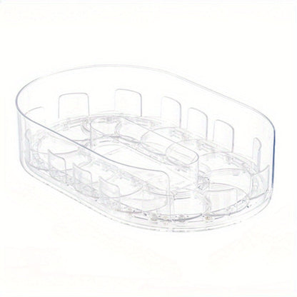 Rotating Kitchen Storage Tray Organizer – Clear Plastic Multi-Compartment Lazy Susan for Cabinet, Refrigerator & Countertop – Detachable Space-Saving Rotating Shelf for Pantry & Kitchen Organization
