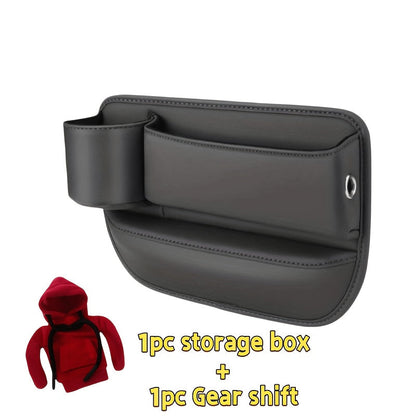 Car Seat Gap Filler Organizer with Gear Shift Cover – PU Leather, Multifunctional Storage Box for Phone, Keys, Cards, Cups & Wallet, Easy Install, Fits All Cars
