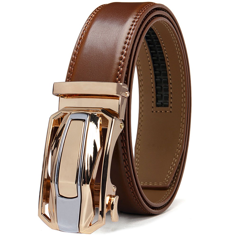 2-Pack Men's Ratchet Leather Belt Set – Sliding Adjustable Buckle, 1-3/8" Width, Sizes 26"-54", 3 Color Combos, Dress & Fashion Belt, Perfect Christmas & Father's Day Gift