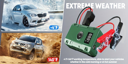 Car Jump Starter 10000A 7-in-1 with 150PSI Air Pump – Portable Battery Booster for Gas & Diesel Engines, High-Pressure Pump, Vehicle Emergency Kit, Power Bank