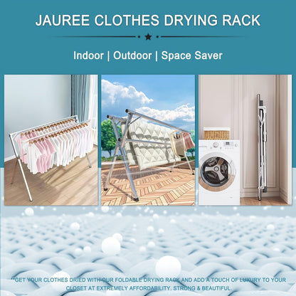 Clothes Drying Rack Stainless Steel 63" & 78.7" Retractable Foldable Heavy Duty Laundry Drying Rack, Collapsible Indoor Outdoor Clothesline with Adjustable Length for Balcony Bedroom Laundry Room