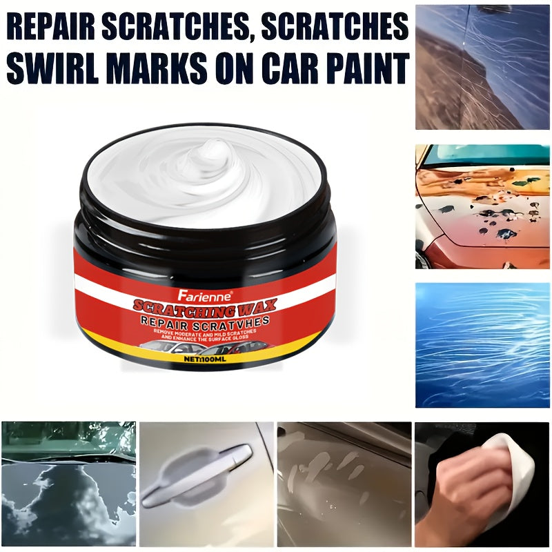Nano Gloss Car Scratch Repair Wax Kit 100G – Clay Bar & Sponge Included, Removes Scratches Swirls Matte Imperfections, All Car Paint Colors, Clear Coat Safe, DIY Auto Paint Restoration Polish