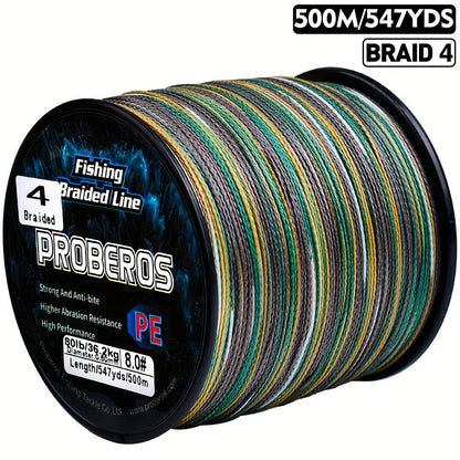 Braided Fishing Line 500M 547 Yards 4 Strand Superline Abrasion Resistant Zero Stretch 6LB-80LB Test Super Strong Multicolor Fishing Line for Saltwater Freshwater