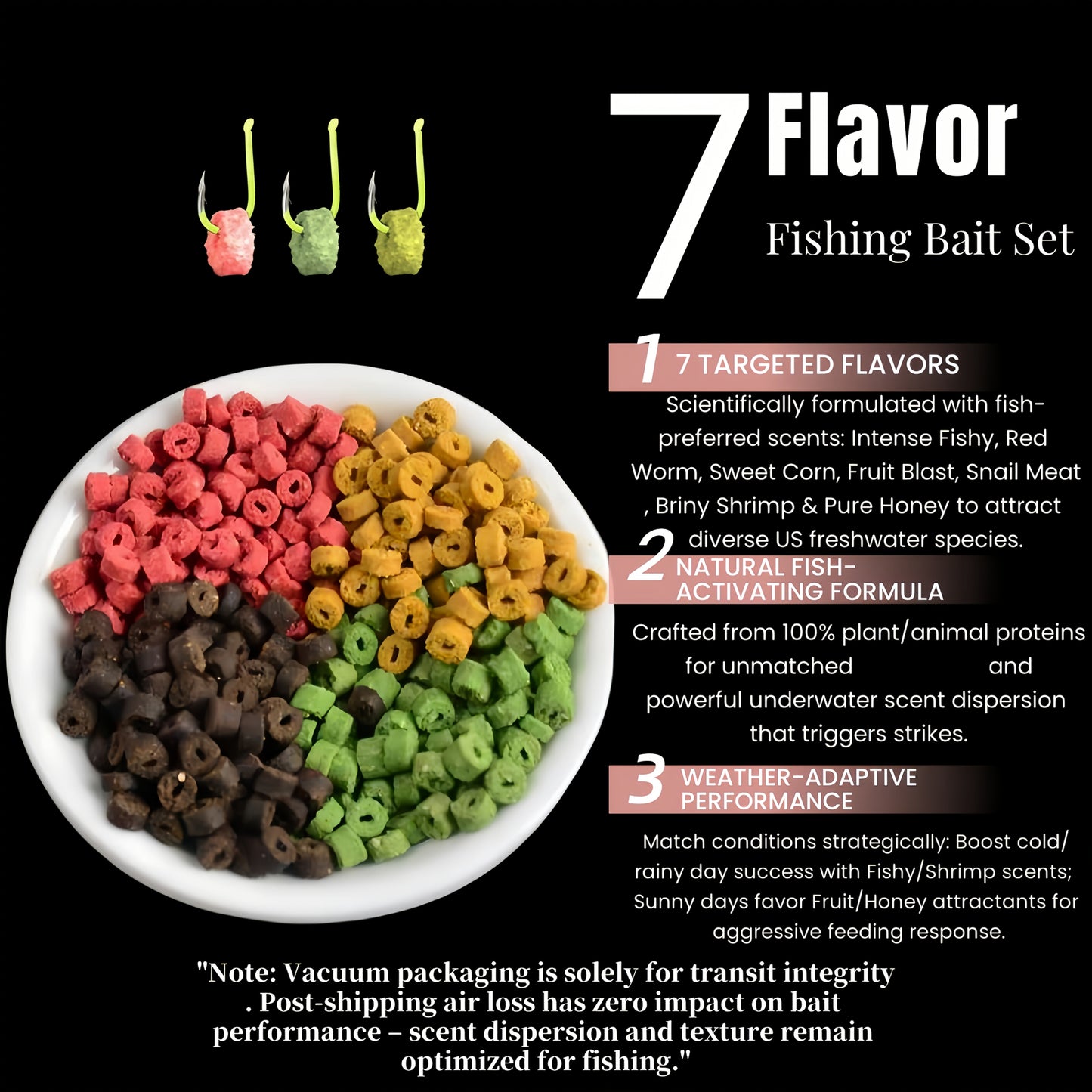 Red Worm Pellets Fishing Bait 7 Packs - Carp Bait Catfish Bait Hollow Freshwater Fish Lure for Pond Lake River Fishing