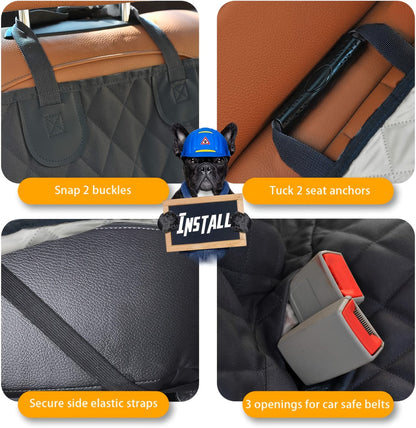 60/40 Split Bench Car Seat Cover for Cars Trucks SUVs – Waterproof Back Seat Protector for Pets & Kids, Easy Clean 100% Polyester, Universal Fit, Black