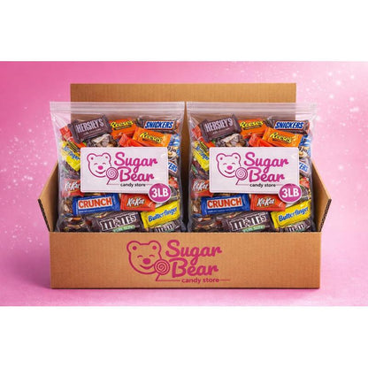 Bulk Assorted Chocolate Candy Mix Fun Size Individually Wrapped - Milk Chocolate Caramel Peanut Butter Variety Party Bag 1 lb 3 lb 6 lb